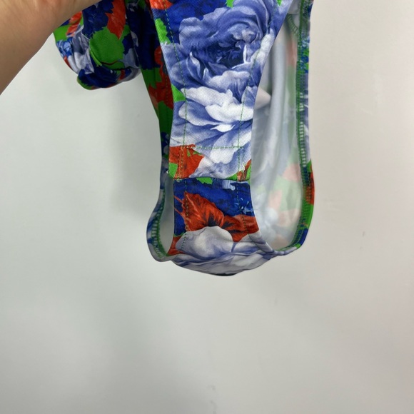 NWT Zara One Sleeve Floral Asymmetric Bodysuit Sz S - Picture 6 of 9